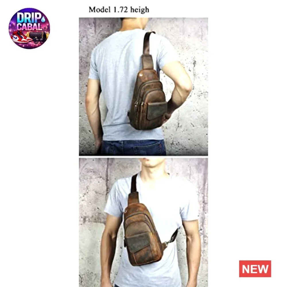 Genuine Leather Crossbody Sling Bag for Hiking Travel